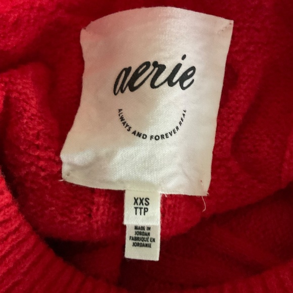 Aerie unREAL red Cable Crew Sweater XXS - Picture 5 of 9